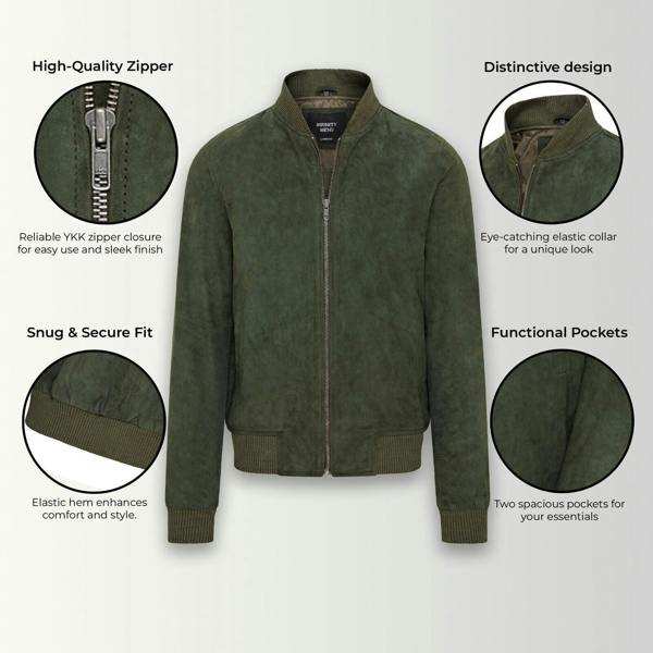 Infinity Leather Mens Soft Goat Suede MA-1 Varsity Bomber Jacket  - Dalian