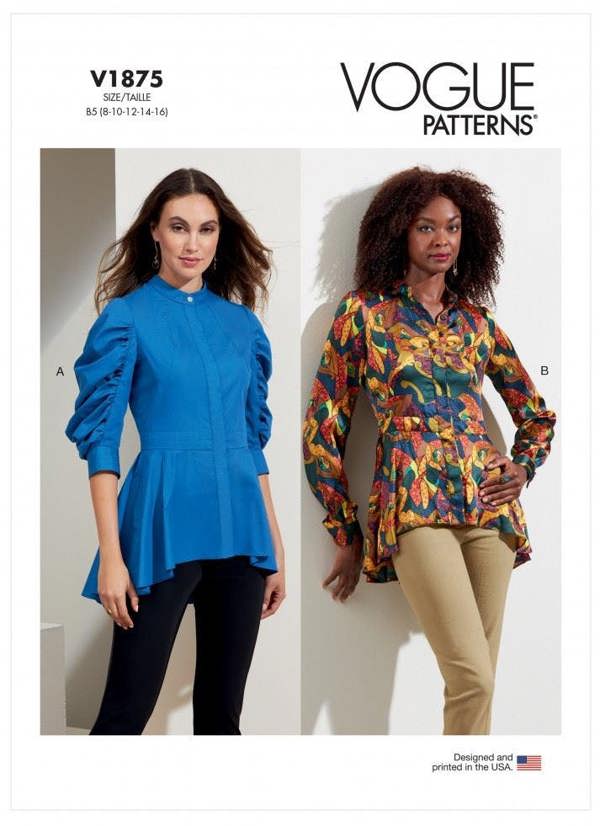 Vogue Sewing Pattern 1875, Tops for Women, Y5 (18-20-22-24-26) - Intermediate