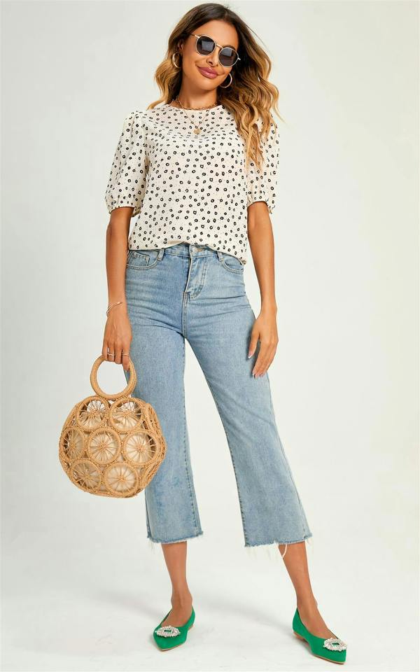 FS Collection Little Flower Top/Blouse In White