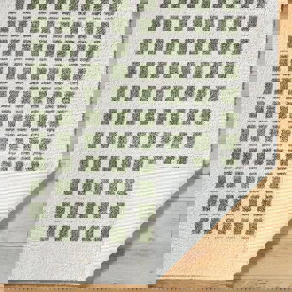 Livabliss Fossay Shag-Washable Beige Green Modern High Pile Rug