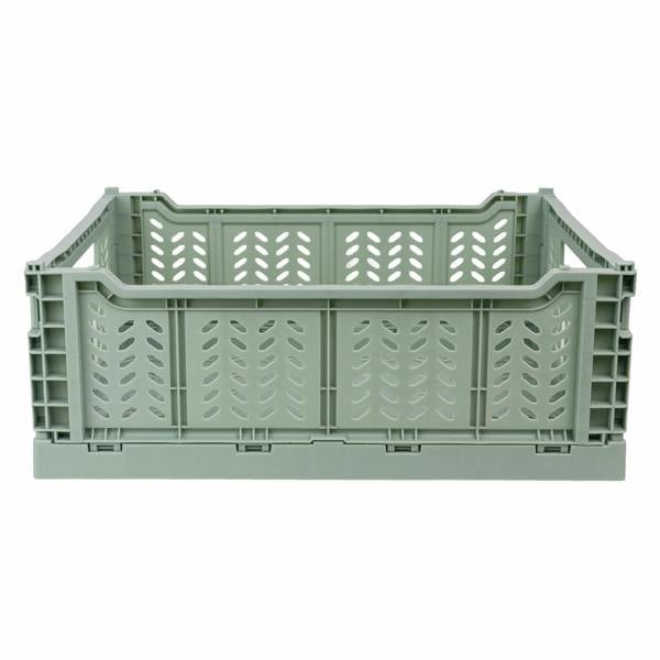 JVL STACKIT - Plastic Foldable Storage Crate -14.5L - Green
