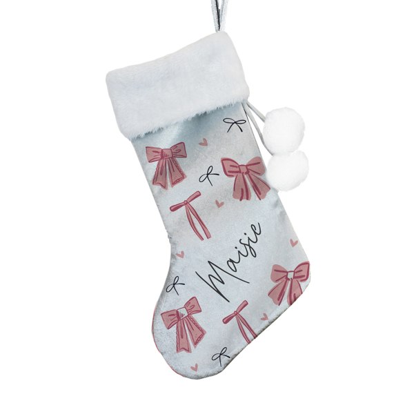 Personalised Memento Company Personalised Pink Bow Christmas Stocking