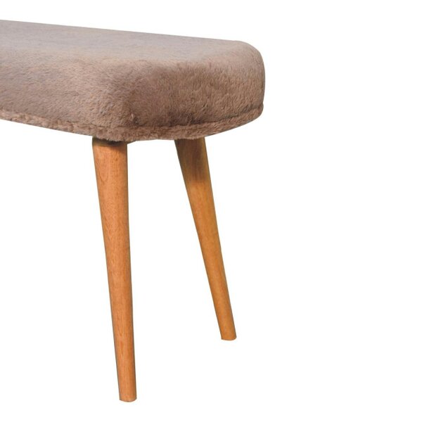 Wyld Haus Rome Faux Fur Fabric Bench Mango Wood Legs