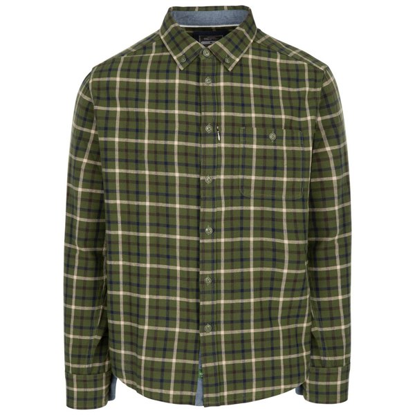 Trespass Mens Withnell Checked Cotton Shirt - Green