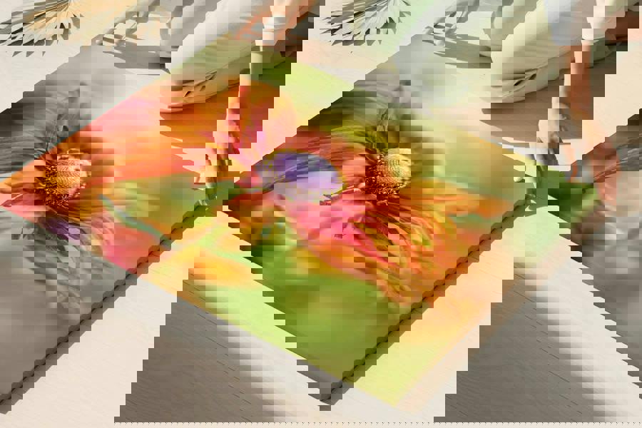 flower artwork printed on canvas