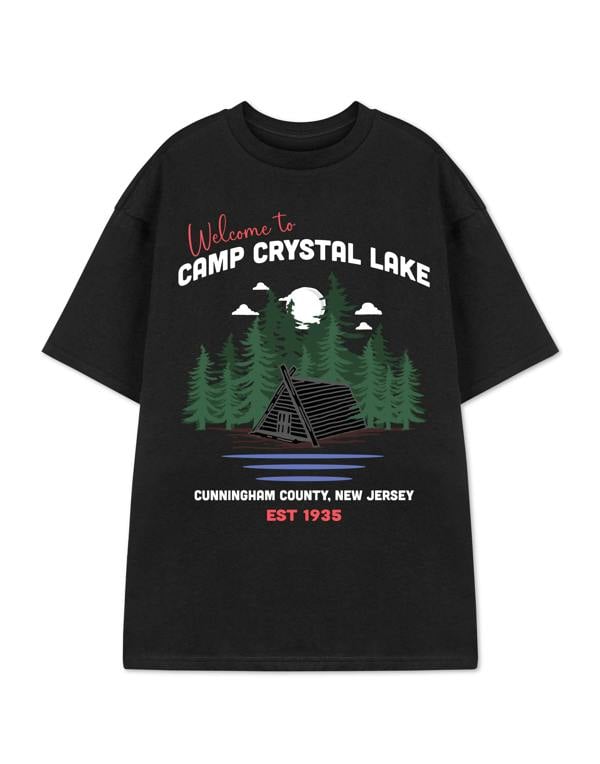 Show Me The Merch Unisex Black Camp Crystal Lake Short Sleeved T-Shirt