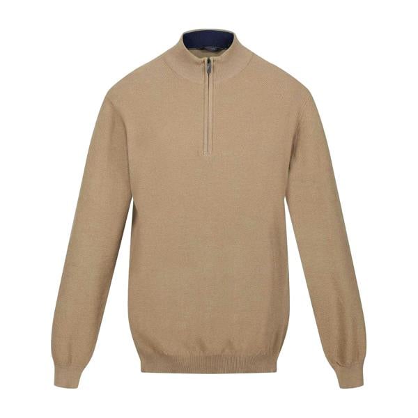 Regatta Mens Keaton Zip Neck Long-Sleeved Sweater Top - Gold Sand - 