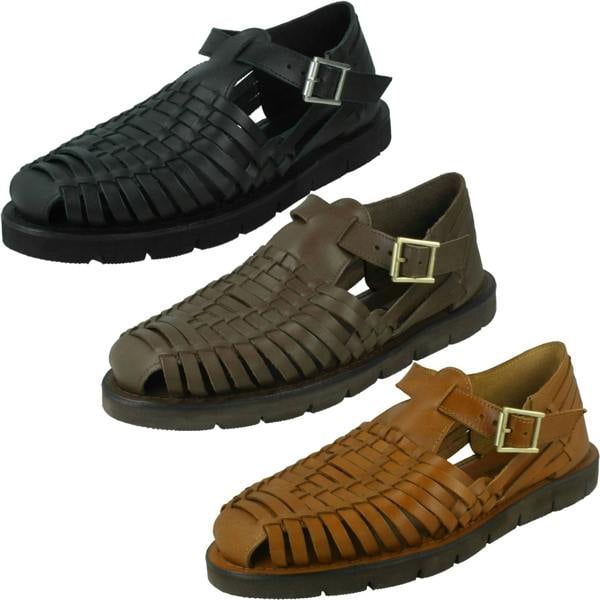 Leather Collection Mens Leather Collection Flat Weaved Sandals A0051