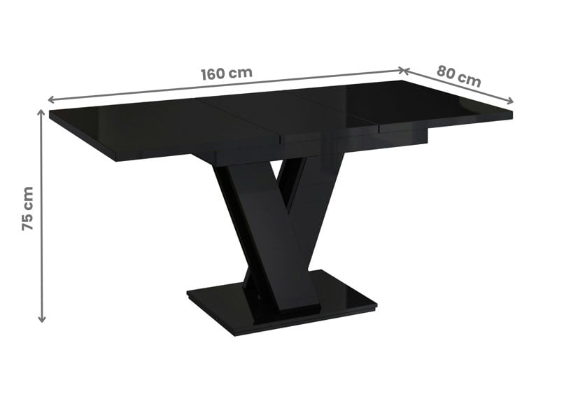 Contemporary MASIV black gloss dining table with extension for family meals.