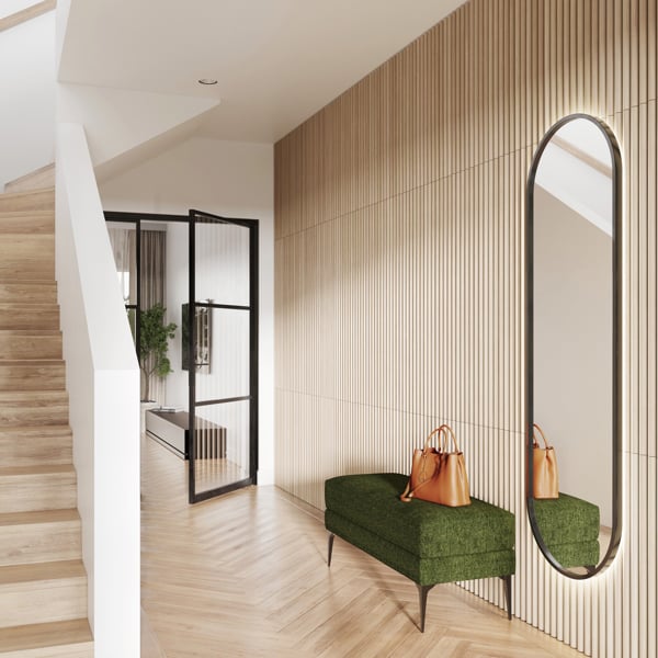 Wallsupply UltraLight Linari Ribbed Round Wood Effect HD Printed 3D Slat Wall Panels EPS, 4pc 2.3m², Natural