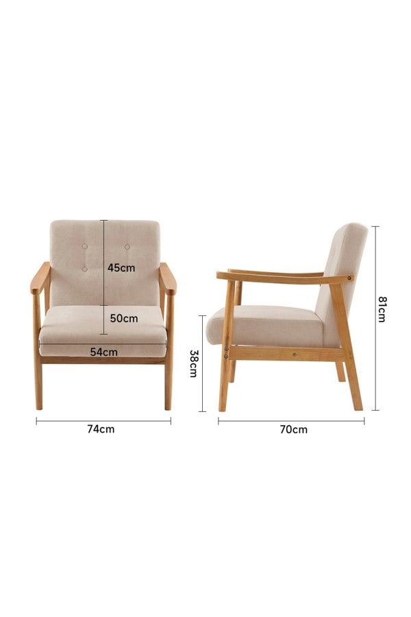 Living and Home Beige Modern Wood Frame Upholstered Armchair