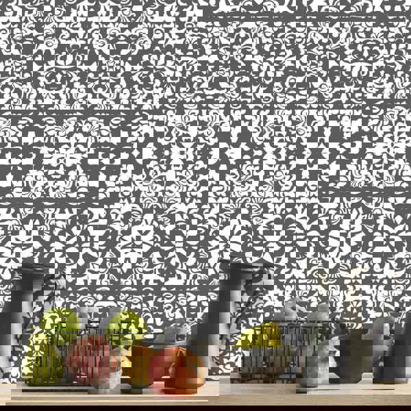 WT1542 - Dark Grey Spanish Renaissance Tiles Wall Stickers - 15 cm x 15 cm - 24 pcs