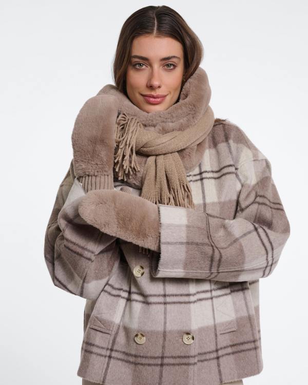 Rino & Pelle Oxo Womens Faux Fur Gloves - Mocha Latte | CHO | Designer Womens Faux fur gloves