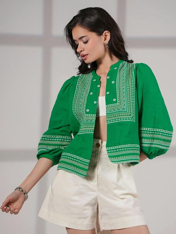 Rose & Nancy Florence Green Cotton Jacket