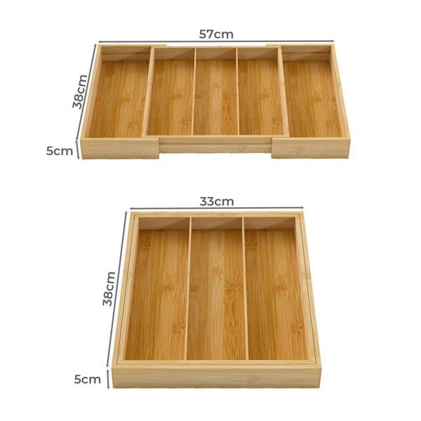 Toque Bamboo Expandable Kitchen Drawer Organiser 3-5 Slot Waterproof Storage