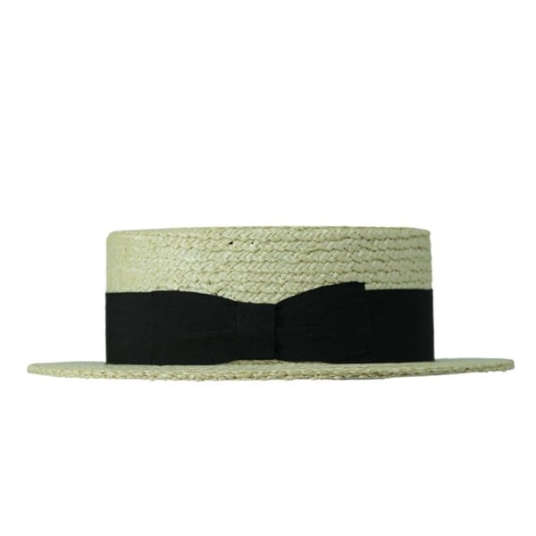 Gamble & Gunn Henley Straw Boater with Black Grosgrain Ribbon