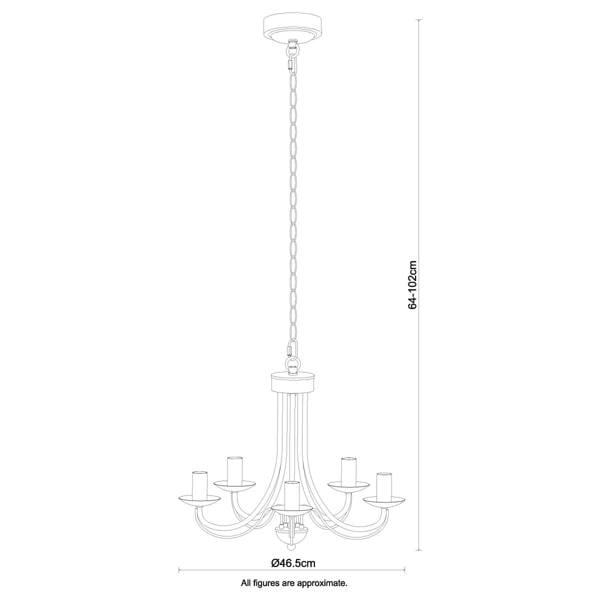 COSYLYTE Elmore 5 Light Traditional Metal Pendant Light
