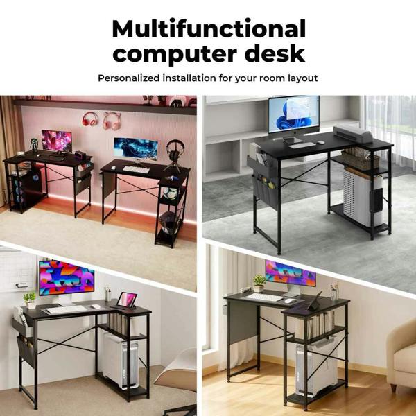 T-mech L-Shaped Gaming Desk – Black with Storage Bag