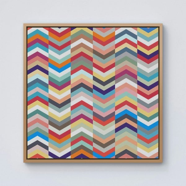 Warren Reed Geometric Multi Colored Chevron Pattern Framed Canvas