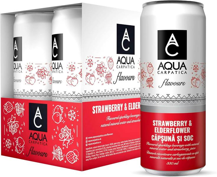 Aqua Carpatica Strawberry & Elderflower Flavoured Sparkling Water 6x330ml