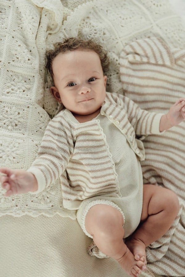 organic cotton striped baby cardigan