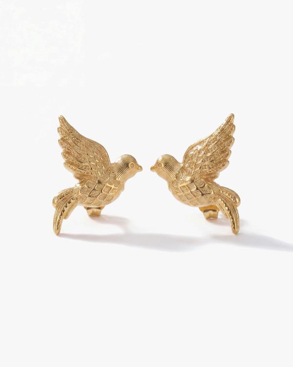 Elk & Bloom Dainty 14K Gold Love Birds Stud Earrings