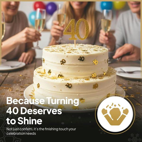 40th Birthday Gold Metallic Foil Confetti Pack for Party Tables and Milestone Celebrations image 2