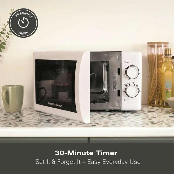 Hamilton Beach 20L Manual Microwave With Stainless Steel Cavity - White - Hamilton Beach UK