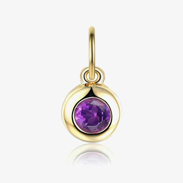 T. H. Baker 9ct Yellow Gold 0.16ct Amethyst Birthstone Bubble Charm NTCH409AM-9YG