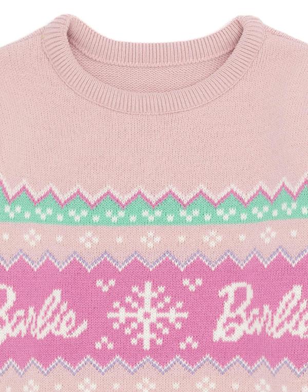 Barbie Girls Pink Barbie Logo Christmas Jumper