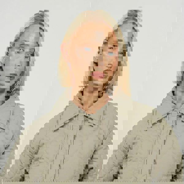 Brave Soul Pale Green Onion Qulited Jacket With Faux Fur Collar - Pale Green Image 4