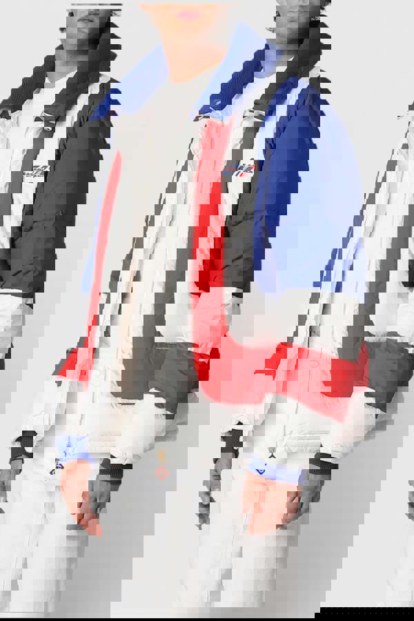 Casablanca Curve Panel Puffer Jacket Red White Blue