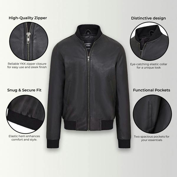 Infinity Leather Mens Soft Leather MA-1 Varsity Bomber Jacket