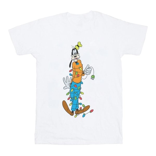 Disney Mens Goofy Christmas Lights T-Shirt - White