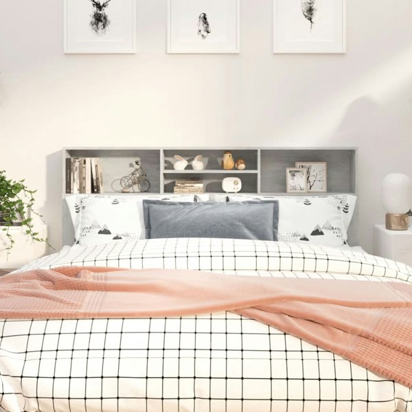 Berkfield Headboard Cabinet Concrete Grey 180x19x103.5 cm