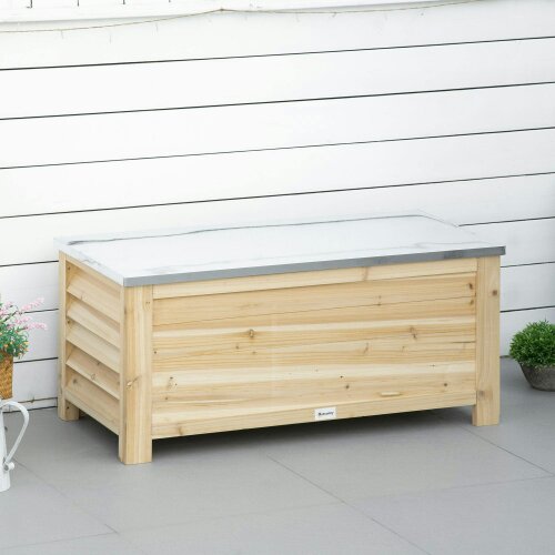 Wyld Haus Keno Fava Panelled Wood And Metal Outdoor Storage Box 155 Litre