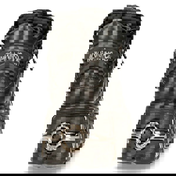 New Rock M106-s1 - New Rock Tower Unisex Metallic Black Natural Leather Biker Gothic Boots