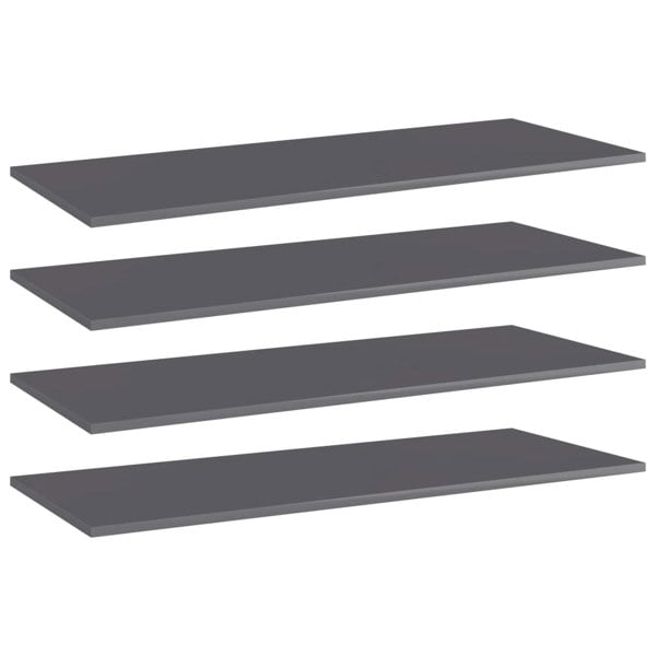 Berkfield Bookshelf Boards 4 pcs High Gloss Grey 100x40x1.5 cm Engineered Wood
