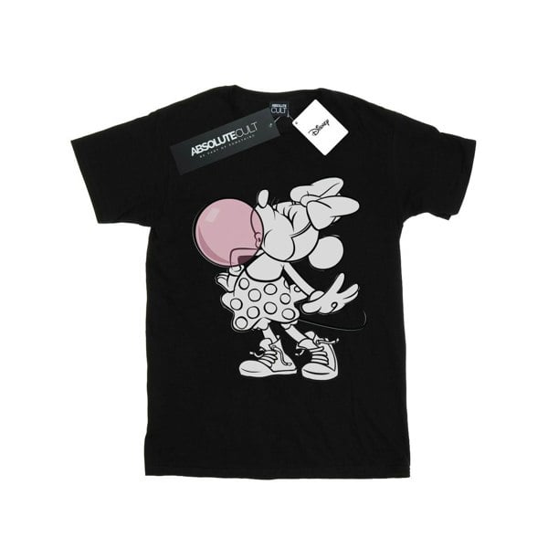 Disney Womens/Ladies Minnie Mouse Gum Bubble Cotton Boyfriend T-Shirt - Black