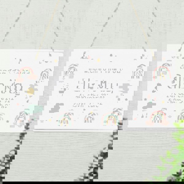 Personalised Memento Company Personalised Pastel Rainbow Wooden Sign