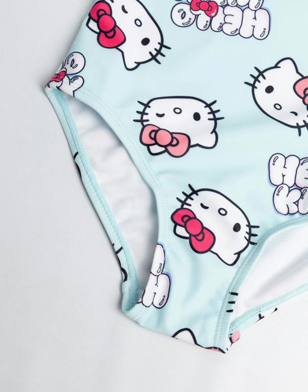 Vanilla Underground Hello Kitty Girls Blue Character AOP 1 Piece Swimming Costume