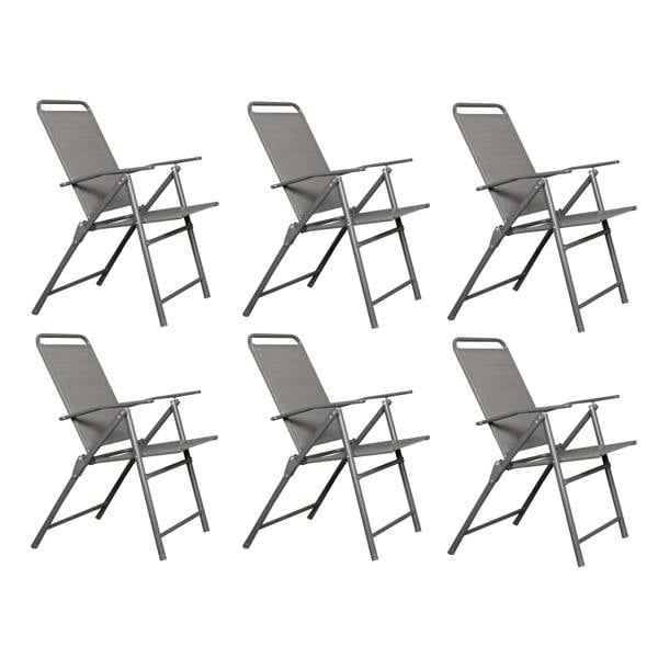 Samuel Alexander Set of 6 Outdoor Multi-Position Textoline Garden Chairs in Grey