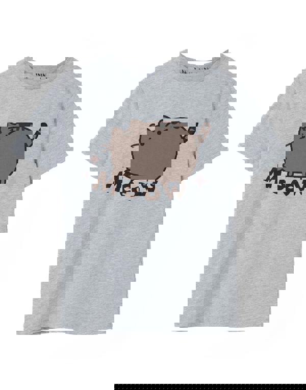 Pusheen Girls Grey Meow Short Sleeved T-Shirt