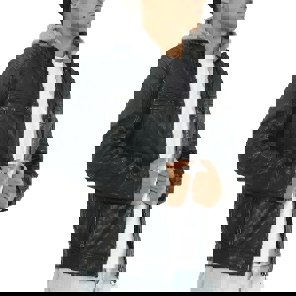 Leather Company Men's Hooded Biker Lamb Leather Jacket