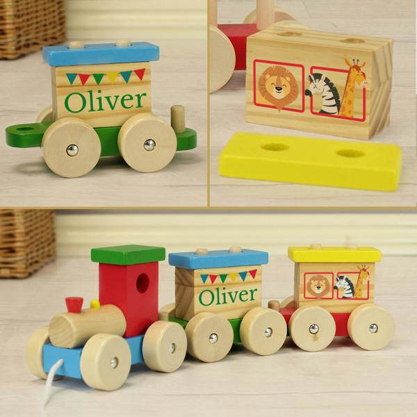 Abode Home & Gifts Personalised Circus Wooden Toy Train Set