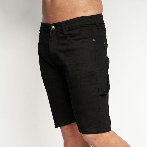 Crosshatch Carpenter Denim Shorts Black Wash