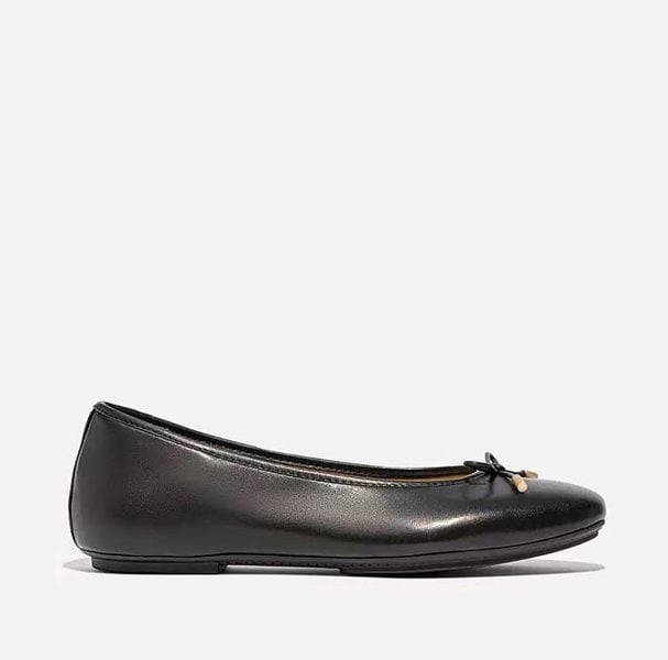 FitFlop Delicato Leather Women's Black Ballet Flats
