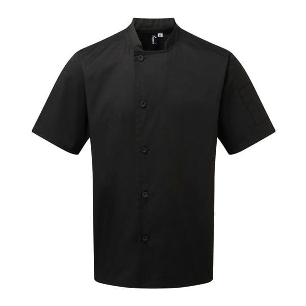 Premier Adults Unisex Essential Short Sleeve Chefs Jacket - Black