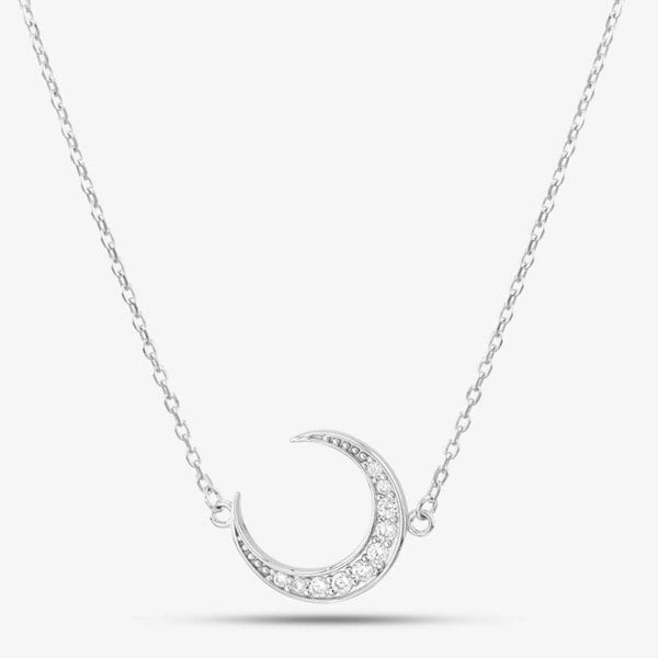 T. H. Baker Sterling Silver Cubic Zirconia Crescent Moon Necklace N611070