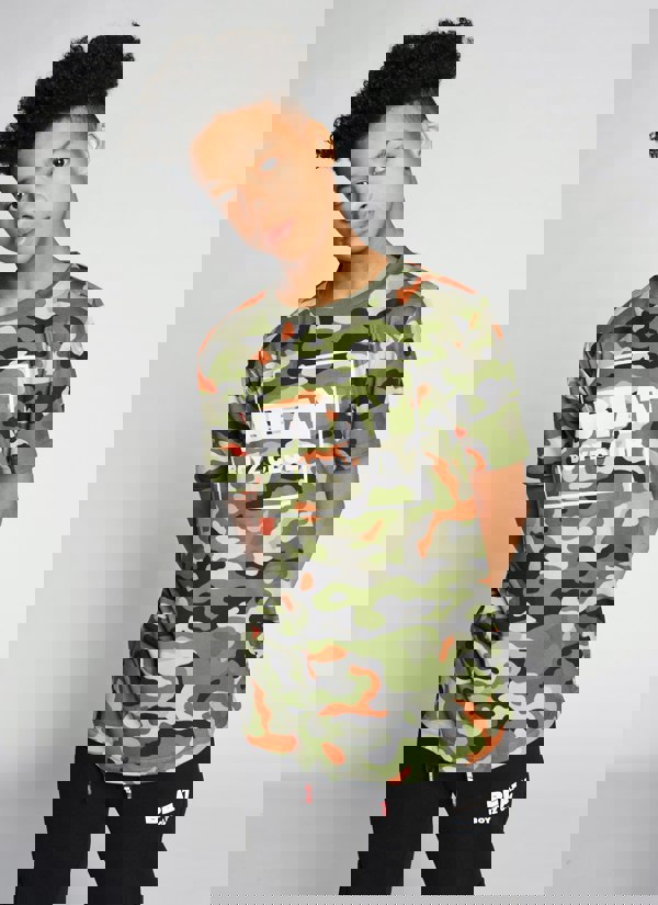 Beat Boyz Club Pyramid T-Shirt - Orange Pop Camo